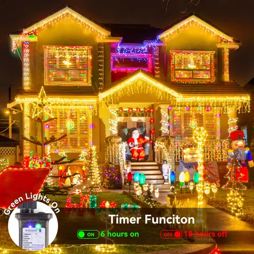 Vista 4 de Blingstar - Luces de carámbano, luces de Navidad al aire libre de 49.2 pies, 440 LED, luces colgantes extensibles, 8 modos, luces de carámbano