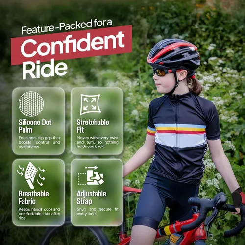 Vista 2 de 3 pares de guantes de ciclismo para niños, guantes de ciclismo antideslizantes sin dedos para niños y niñas Guantes de moto para niños
