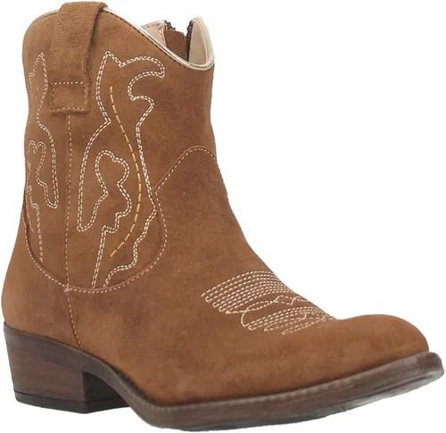 Vista 2 de Dingo Botas de gamuza Daisy Mae para mujer, tacón bajo, 1-2 pulgadas, color marrón