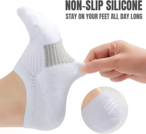 Vista 5 de Calcetines invisibles para mujer, acolchados, de corte bajo, atléticos, ocultos, para tenis, tobillos, calcetines invisibles para correr, 46 pares