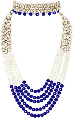 Vista 4 de Wedding Party Wear Bridal Jewellery Choker Long Pearl Necklace Earrings Maang Tikka Indian Traditional Set for Women