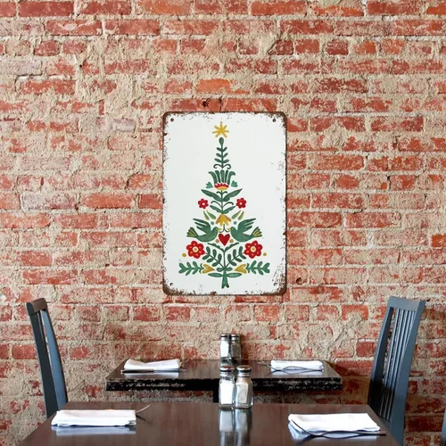 Vista 5 de NAMEY Impresión de Navidad escandinava, árbol de acuarela, decoración, decoración navideña, impresión de arte popular noruego, sueco, polaco, danés