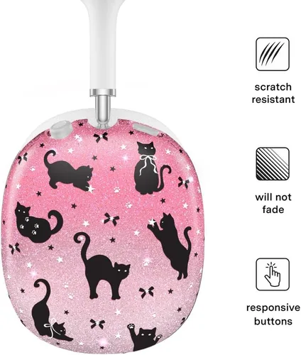 Vista 3 de VELVET CAVIAR Funda para AirPods Max 2 y 1 – Lindo accesorio protector para auriculares (purpurina de gato negro)