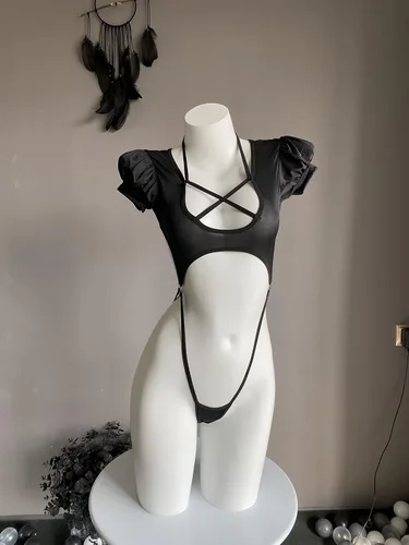 Vista 6 de SINGUYUN Body de anime para cosplay, lencería para mujer, vestido kawaii, con cordones, estilo japonés, lencería sexy