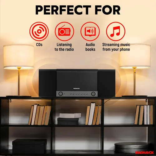 Vista 5 de Magnavox Sistema de estante de CD de 3 piezas con radio estéreo digital PLL FM