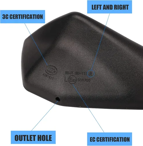 Vista 5 de Minho Espejos retrovisores plegables aptos para Kawasaki ZX6R ZX-6R ZX636 EX300 EX400 EX500 EX650, Honda CBR650R, Yamaha FZ6R, color negro, espejo