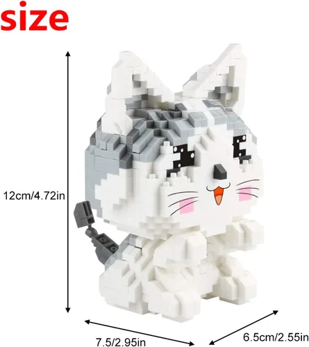 Vista 2 de Mini bloques de construcción Larcele de perros, ladrillos de juguete para construir mascotas, 950 piezas KLJM-02, Gato, modelo 2284