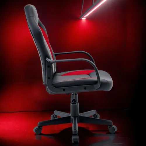 Vista 5 de Silla ergonómica de videojuegos para computadora, oficina en casa, carreras, escritorio ejecutivo de video, de piel sintética, para adultos
