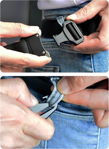 Vista 8 de Llavero táctico militar para hombres, mosquetón de liberación rápida, llaveros EDC Gear con anillo de acero inoxidable