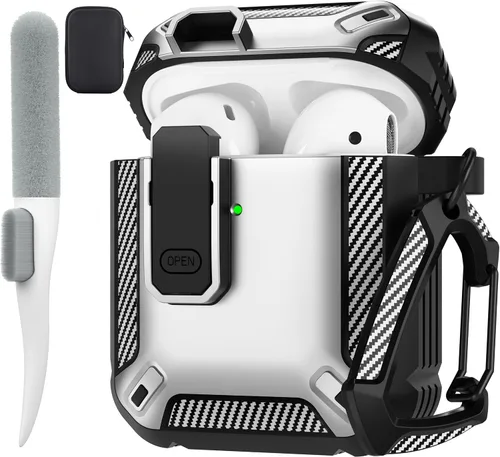 Vista 85 de Maxjoy Funda para AirPods Pro 3 2025, MagSafe compatible con bloqueo automático, funda protectora a prueba de golpes con soporte para teléfono