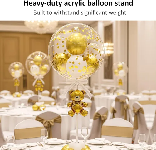 Vista 3 de lightsfever Kit de soporte acrílico reutilizable para globos, exhibición de mesa resistente con palos y base, soportes de globos para centros