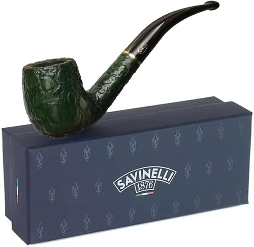 Vista 12 de Savinelli Pipes Alligator Collection 606 KS Bent Billar - Colorido tubo de madera italiana teñido a mano, hecho a mano en Italia, 0.236 in (azul)
