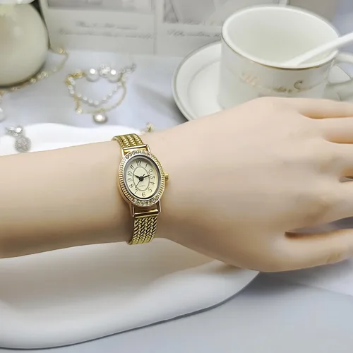 Vista 3 de Reloj ovalado vintage para mujer, de lujo, esfera ultrafina, de acero inoxidable, resistente al agua