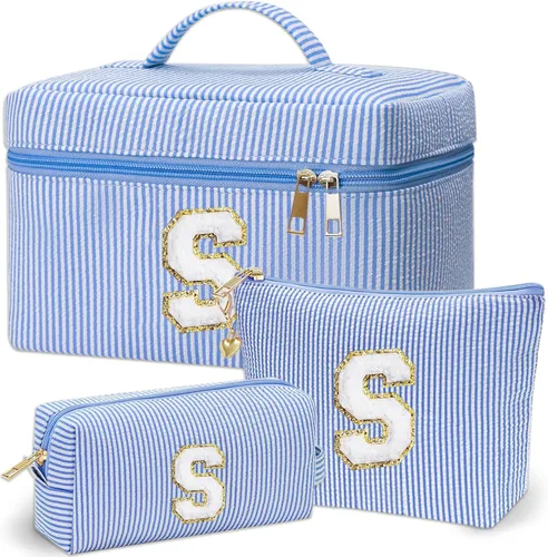 Vista 53 de Bolsa de maquillaje Adoryoung 3 piezas rosa+azul, Azul, A