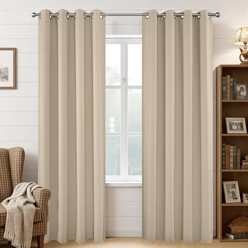 Vista 102 de Joydeco - Juego de 2 paneles de cortinas opacas de 63 pulgadas, 2 cortinas largas con aislamiento térmico burg, cortinas de oscurecimiento