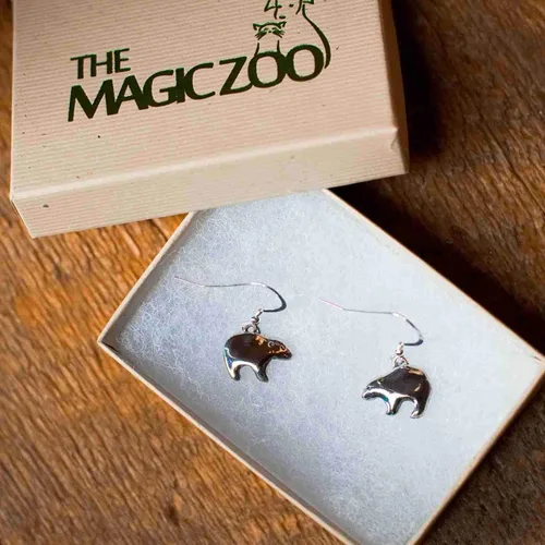 Vista 3 de Pendientes de oso de plata de ley por The Magic Zoo