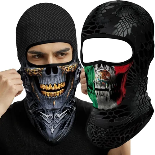 Vista 41 de Pasamontañas 3D, máscara de cara completa, resistente al viento, máscara de esquí con calavera táctica para motocicleta, ciclismo, Halloween