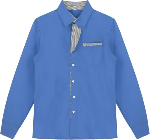 Vista 3 de YiZYiF Camisas de manga larga con botones para hombre, ajuste regular, para fiesta de negocios