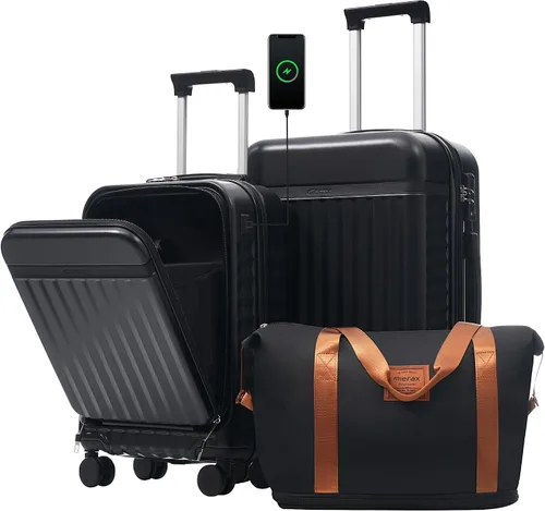 Vista 30 de Merax Equipaje Sets 2 piezas Hardshell 20&28 IN Maleta Set con bolsa de lona