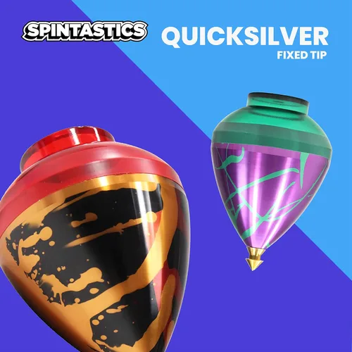 Vista 4 de Spintastics Quicksilver Hybrid Spin Top - Punta fija (azul y rojo)
