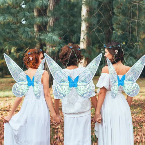 Vista 2 de Alas de hadas para adultos, alas de mariposa para mujeres y niñas, disfraz de Halloween, alas de ángel, disfraz, fiesta de cosplay