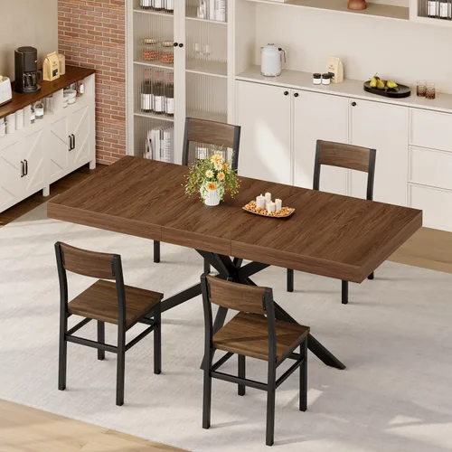 Vista 12 de Mesa de comedor extensible para mesa de cocina de 4, 6, 8,55 a 70 pulgadas, color negro