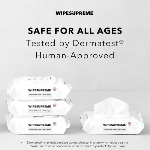 Vista 4 de Wipesupreme Toallitas compostables, hipoalergénicas para pieles sensibles, verificadas por EWG, hidratantes con ácido hialurónico, aptas para recién