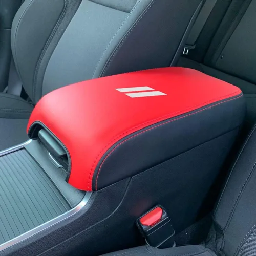 Vista 7 de Funda para el reposabrazos de la consola central, de piel, antiarañazos, de protección, accesorios de decoración interior, para Tesla Model 3 Negro