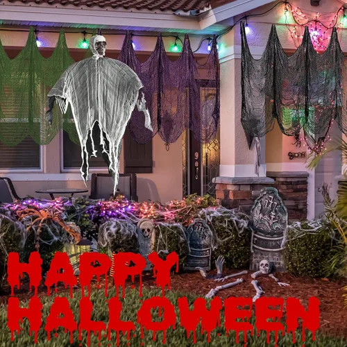Vista 5 de Legigo Paquete de 6 paños espeluznantes de Halloween (30 x 72 pulgadas), gasa espeluznante para fiesta de Halloween, suministros de fiesta