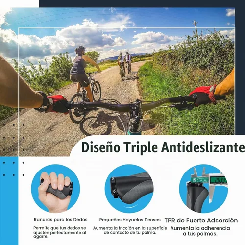 Vista 2 de Prunus Empuñaduras de goma ergonómicas antideslizantes para manillar MTB Bicycle Mountain Aluminum Double Lock-On Design, Universal Bicycle