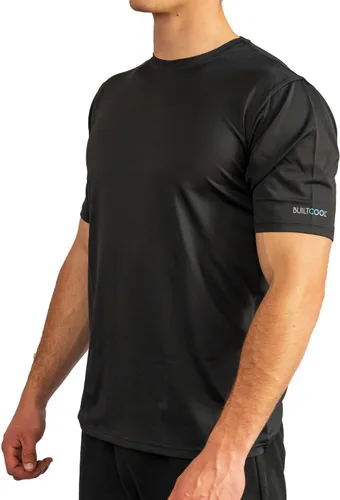Vista 2 de BUILTCOOL Camisa de cuello redondo para hombre, de secado rápido, absorción de humedad instantánea, protección solar UPF 50