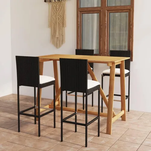 Vista 10 de Ensemble de Bar de Jardin Gris Anthracite 7 Pièces con primos, Mesa y Tabourets Haute Pour Terrasse, Balcón, Extérieur - Design Moderne en Bois