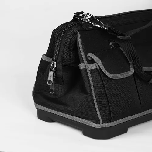 Vista 9 de Bolsa de herramientas resistente con 16 bolsillos, organizador de herramientas impermeable de 16 pulgadas con base reforzada, correa de hombro