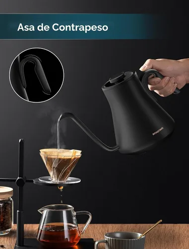 Vista 2 de INTASTING Hervidor Eléctrico de Cuello de Cisne, Control de Temperatura Preciso ±1℉, Interior de Acero Inoxidable, Calentamiento Rápido para Café