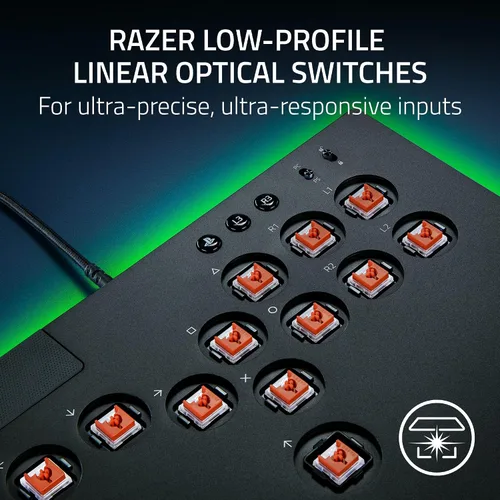 Vista 3 de Razer Kitsune All-Button Arcade Controller For PS5 PlayStation 5 & PC - Low-Profile Optical Switches - Slim Form Factor - Removable Top Plate