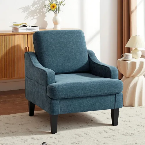 Vista 16 de Silla decorativa para sala de estar, sillón de mediados de siglo, sillas de sala de estar, silla de lectura tapizada para dormitorio, sofá Beige