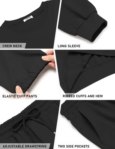Vista 23 de COOFANDY Conjunto deportivo de 2 piezas para hombre, sudadera de manga larga, sin botones, para deportes, casual, fitness, trotar