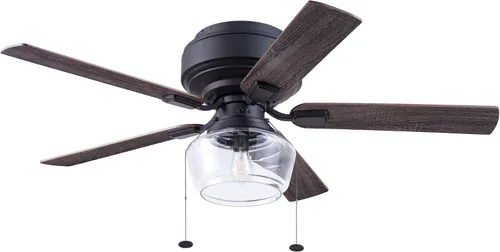 Vista 17 de Prominence Home MaCenna 51663-01 - Ventilador de techo LED tradicional de 52 pulgadas con luz de vidrio transparente, cadena de tracción, 5