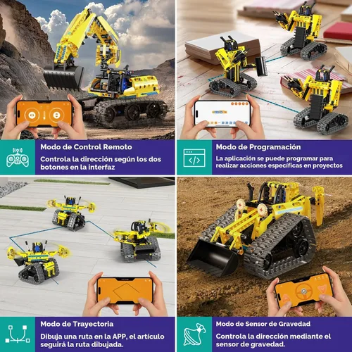 Vista 5 de LECPOP Juguetes de construcción 5 en 1, kit de robótica STEM, 430 piezas de bloques RC Robot Erector, aplicación y control remoto, kits de ciencia