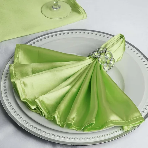 Vista 8 de Efavormart - Paquete de 5 servilletas de satén sin costuras, color verde manzana, resistentes a las arrugas, 20 x 20 pulgadas Manzana Verde