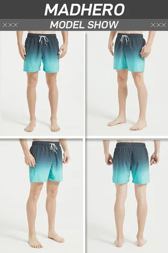 Vista 3 de MADHERO Traje de baño corto para hombre con forro de malla