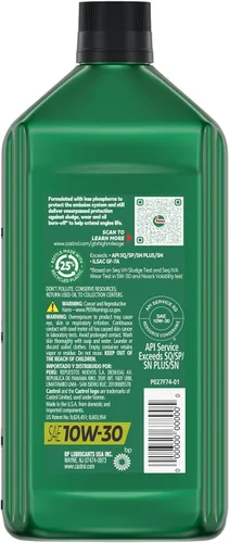 Vista 4 de Castrol GTX High Mileage 10W-30 - Aceite sintético para motor, 1 cuarto de galón, paquete de 6