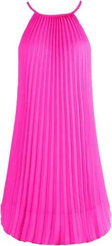 Vista 2 de Ellames - Vestido por debajo de la rodilla de verano con tirantes delgados plisado casual con vuelo y con cinturón