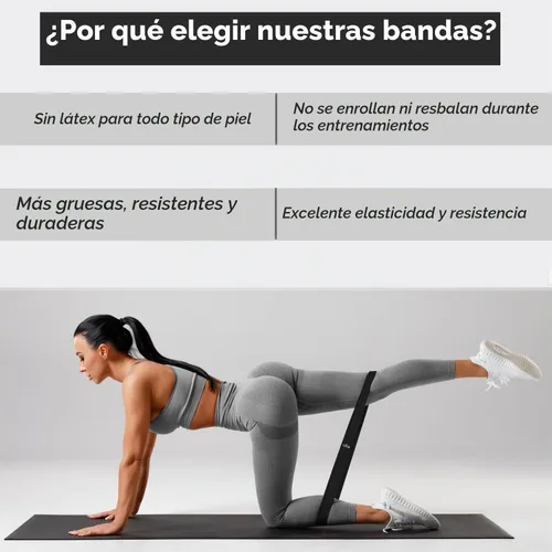 Vista 5 de Bandas de resistencia para hacer ejercicio (juego de 5) – Bandas elásticas para ejercicio y terapia física – Bandas de resistencia en bucle
