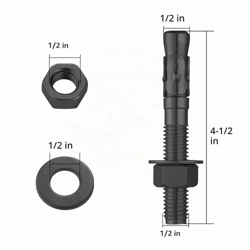 Vista 5 de Wensilon 10 piezas sujetadores estándar de 1/2 x 4-1/2 pulgadas para anclajes de cuña negros de alta resistencia para cemento y hormigón