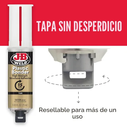 Vista 6 de J-B Weld PlasticBonder Marrón, paquete de 2, alta resistencia y resistente al impacto, 25 ml, 50133-2