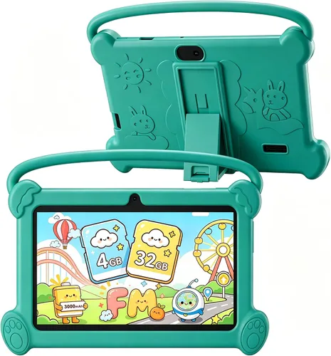 Vista 11 de Tableta infantil de 7 pulgadas para niños de 3 a 9, 32 GB de ROM, 4 GB de RAM, Android 12, tableta para niños pequeños con funda a prueba de golpes