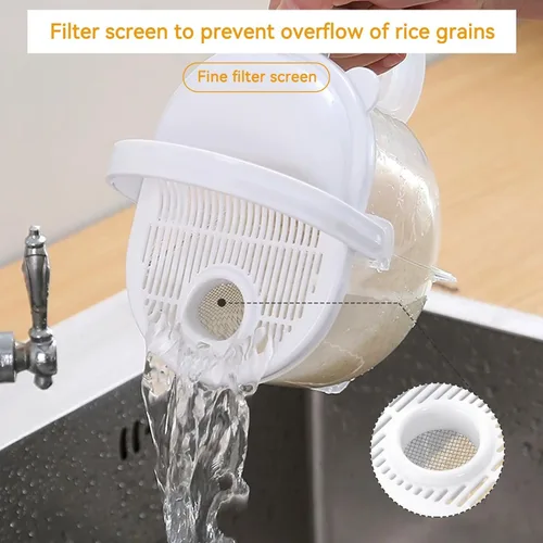 Vista 3 de Arandela de arroz, Colador de quinua de plástico Limpieza Herramientas de cocina de frutas vegetales, Limpiador de arroz, Filtro de filtro tamiz