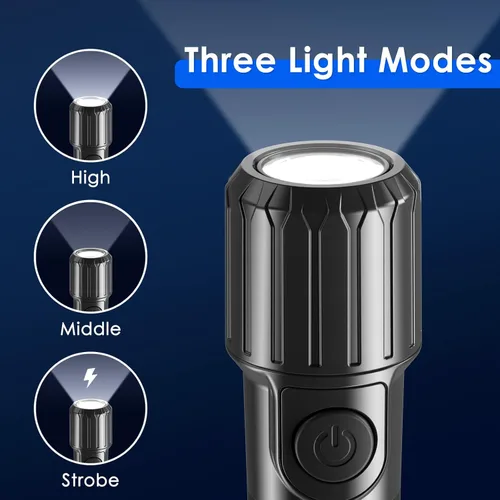 Vista 2 de Linterna LED de mano multifuncional, IPX4 impermeable, base magnética, 3 modos de iluminación, plegable y de mano para el hogar, campamento