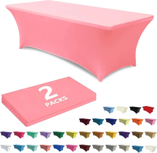 Vista 21 de ABCCANOPY - Paquete de 2 manteles elásticos de elastano de 4 pies Fitted, Washable and Wrinkle Resistant Table Protector for Wedding